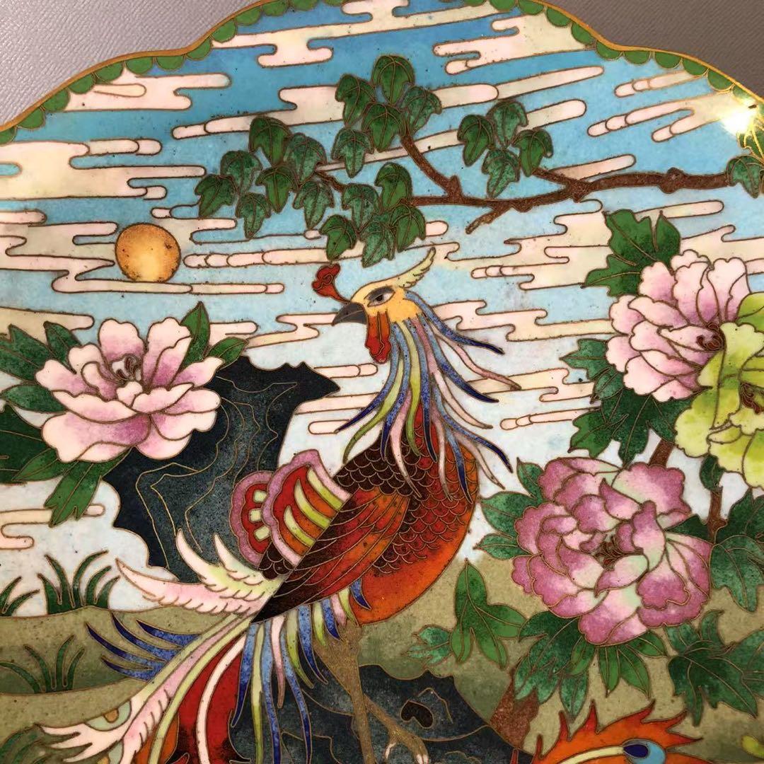 N390、中国古美術 景泰藍 七宝焼　珐琅彩絵 飾り 置物