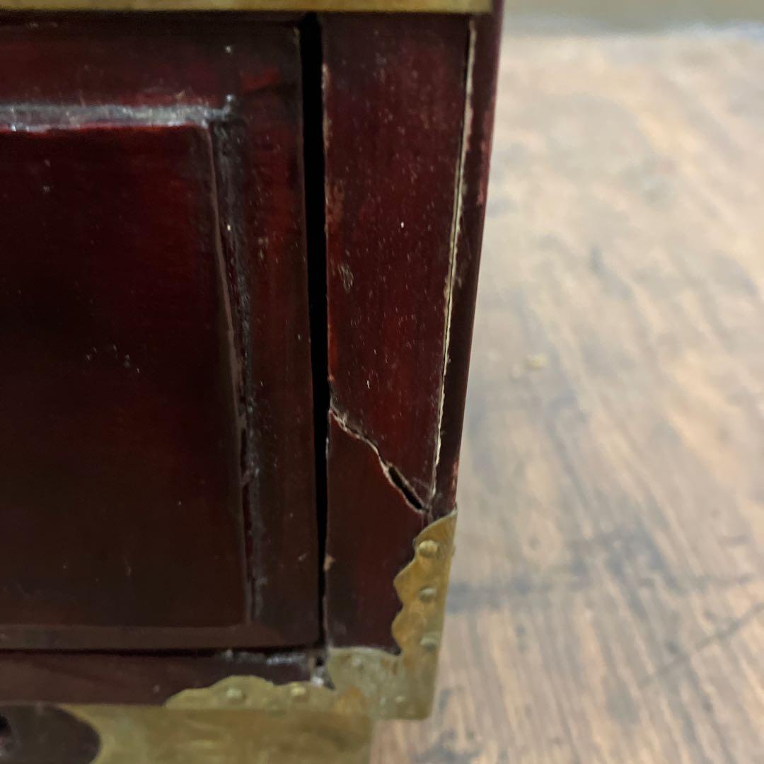 A-3 中国美術 薬箪笥風 小型箪笥 チェスト 抽斗8杯 飾台 道具箱 骨董品