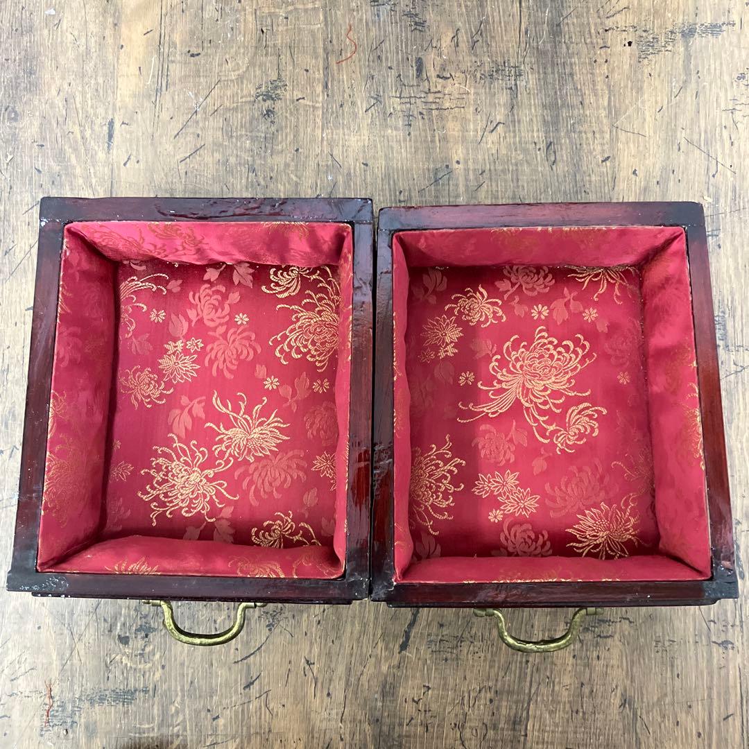 A-3 中国美術 薬箪笥風 小型箪笥 チェスト 抽斗8杯 飾台 道具箱 骨董品