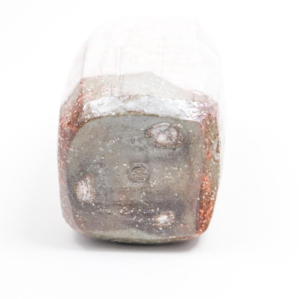 萩焼 岡田裕 四方花瓶 飾り壺 共箱 美品