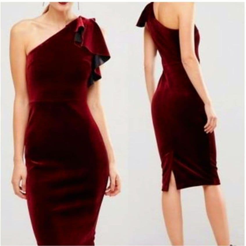 ワンショルダードレス★ベロアドレス★(2回着用) UK10 Mサイズ