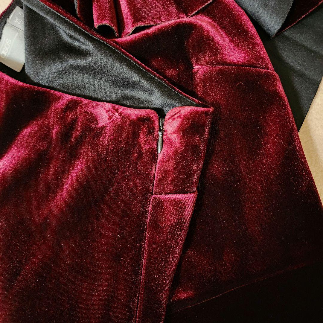 ワンショルダードレス★ベロアドレス★(2回着用) UK10 Mサイズ