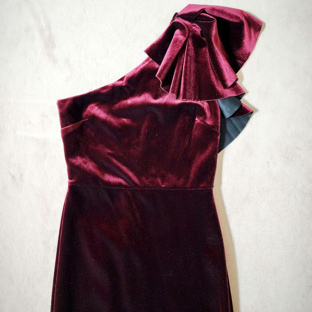 ワンショルダードレス★ベロアドレス★(2回着用) UK10 Mサイズ