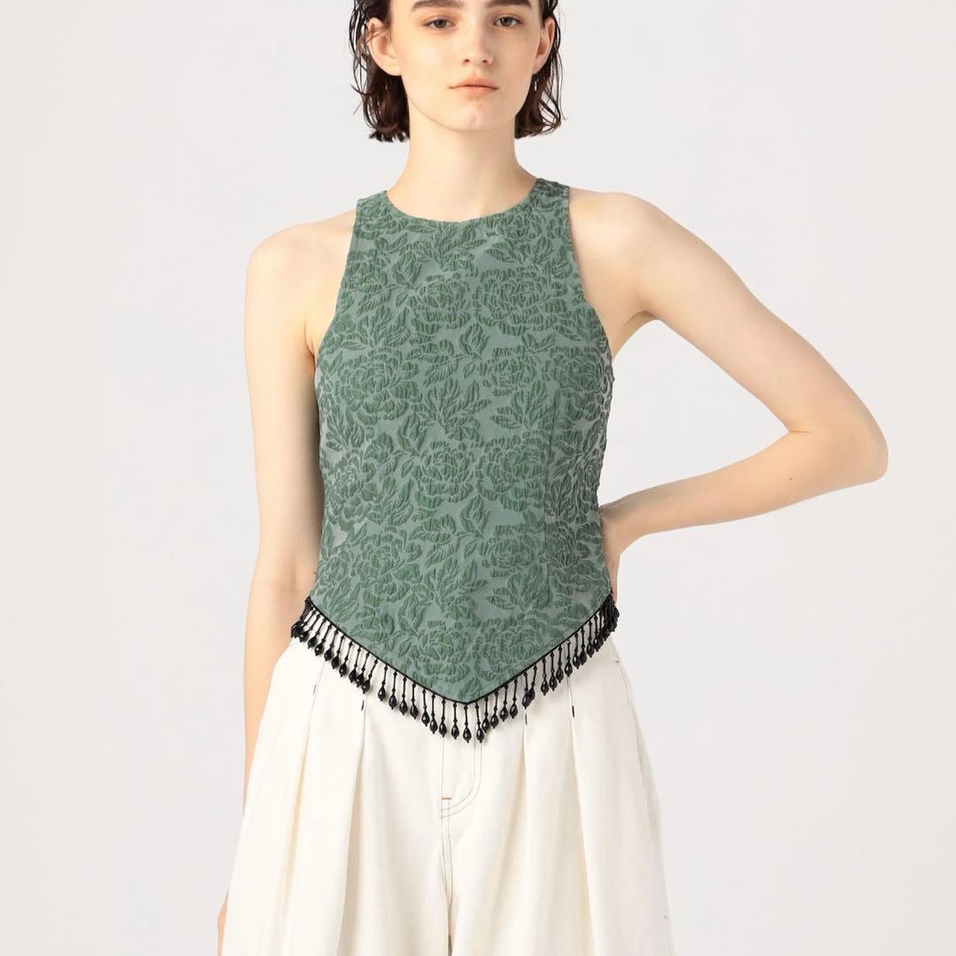 GANNI ジャガード ノースリープブラウス ガニー