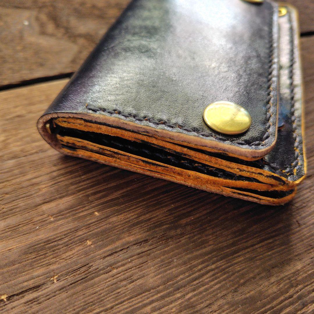 ミドルサイズ　トラッカーウォレット　蹄鉄　手染め