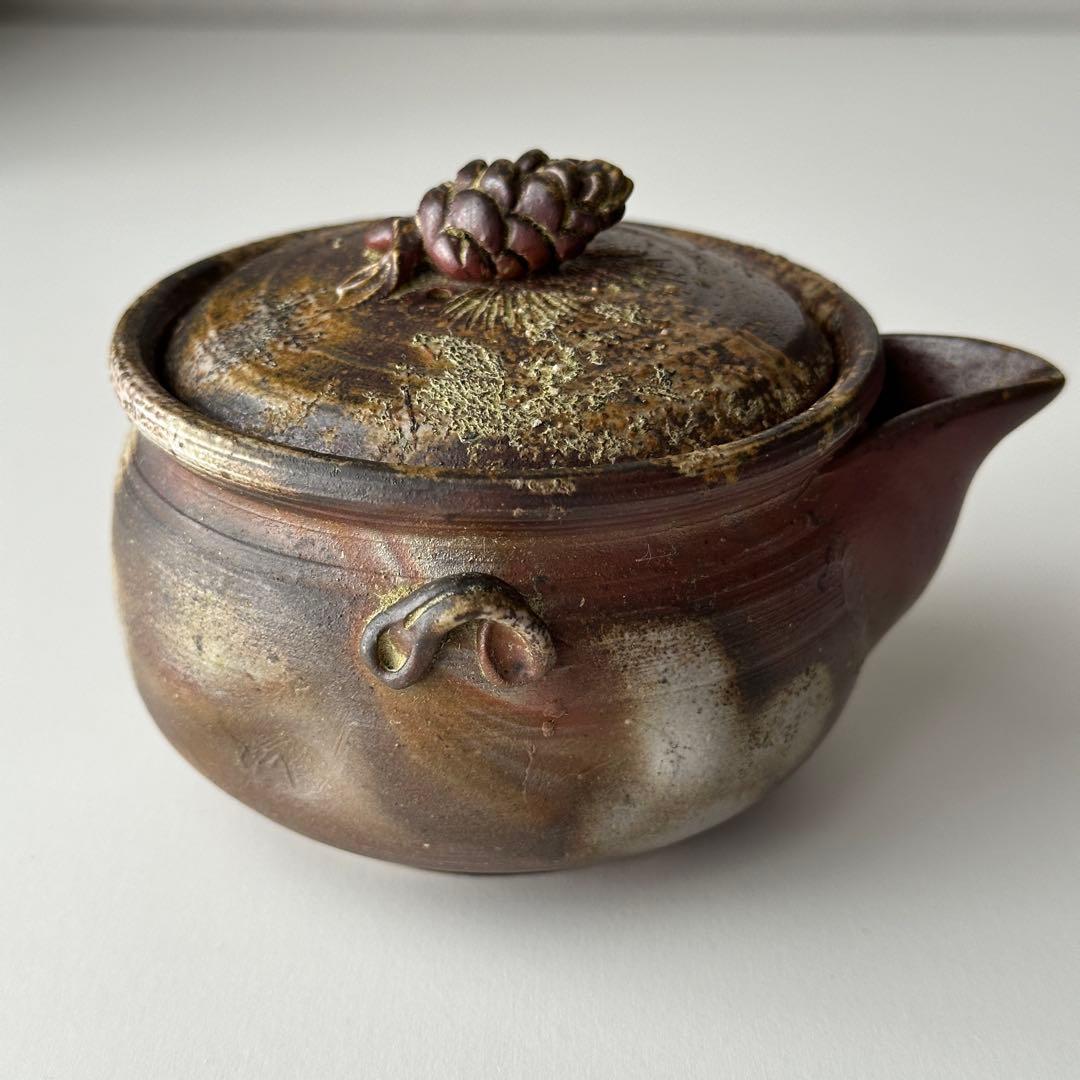 福田一楽 備前 茶器 窯変 宝瓶 松ぼっくり