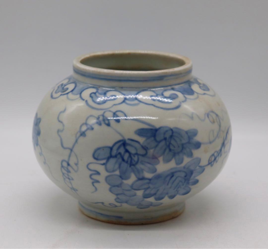 李朝　染付　壺　送料込み0627