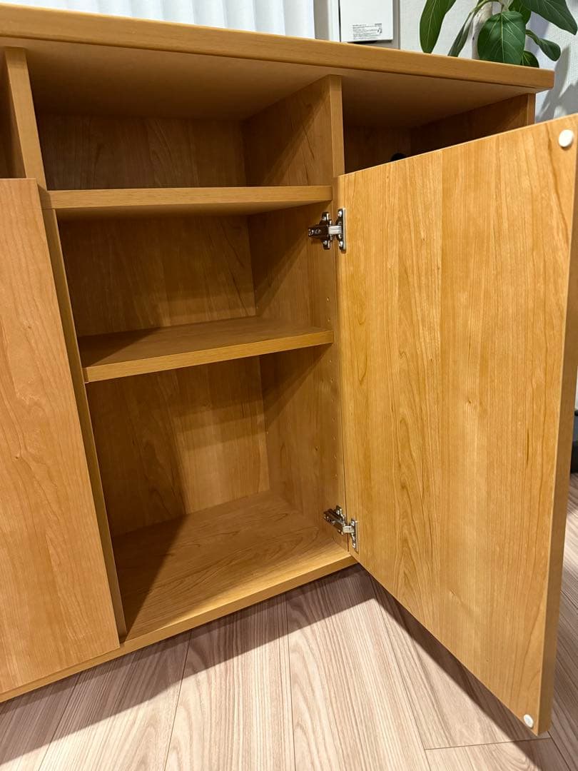 【LOWYA】幅110 キャビネット 木製 ライトブラウン チェスト