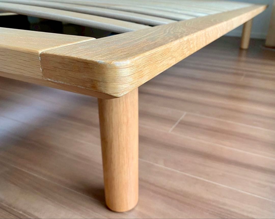 【Hutte】 MUJI 木製ベッドフレーム オーク材突板 シングル 脚付