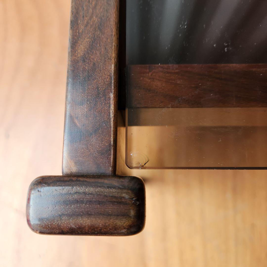 ヴィンテージ　コーヒーテーブル　ローズウッド x スモークガラス サイドテーブル