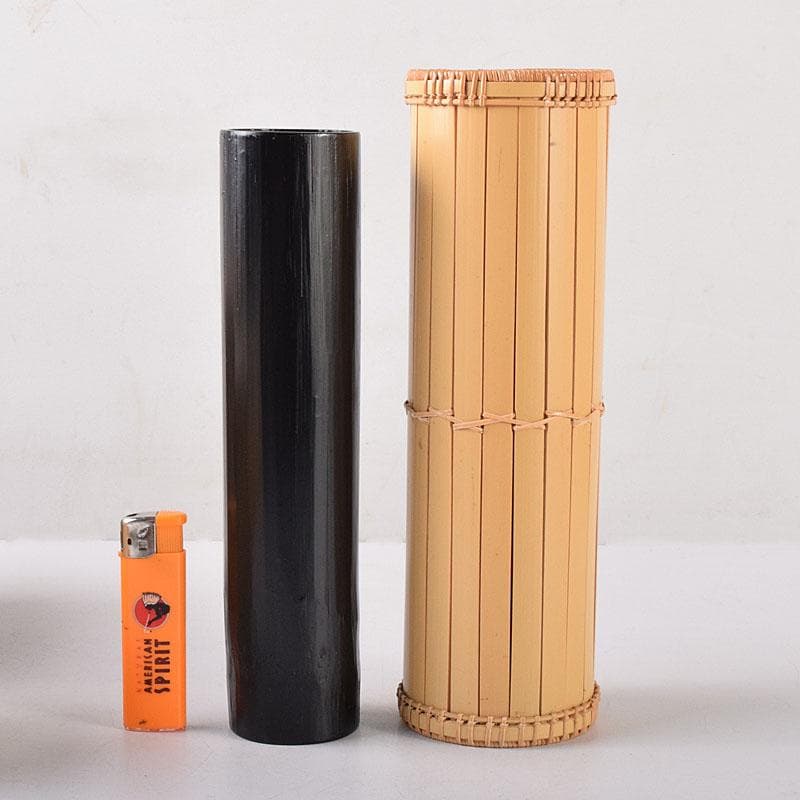 茶道具　平安　竹美斎造　円能斉好　経筒形籠花入　共布共箱　M　R8053