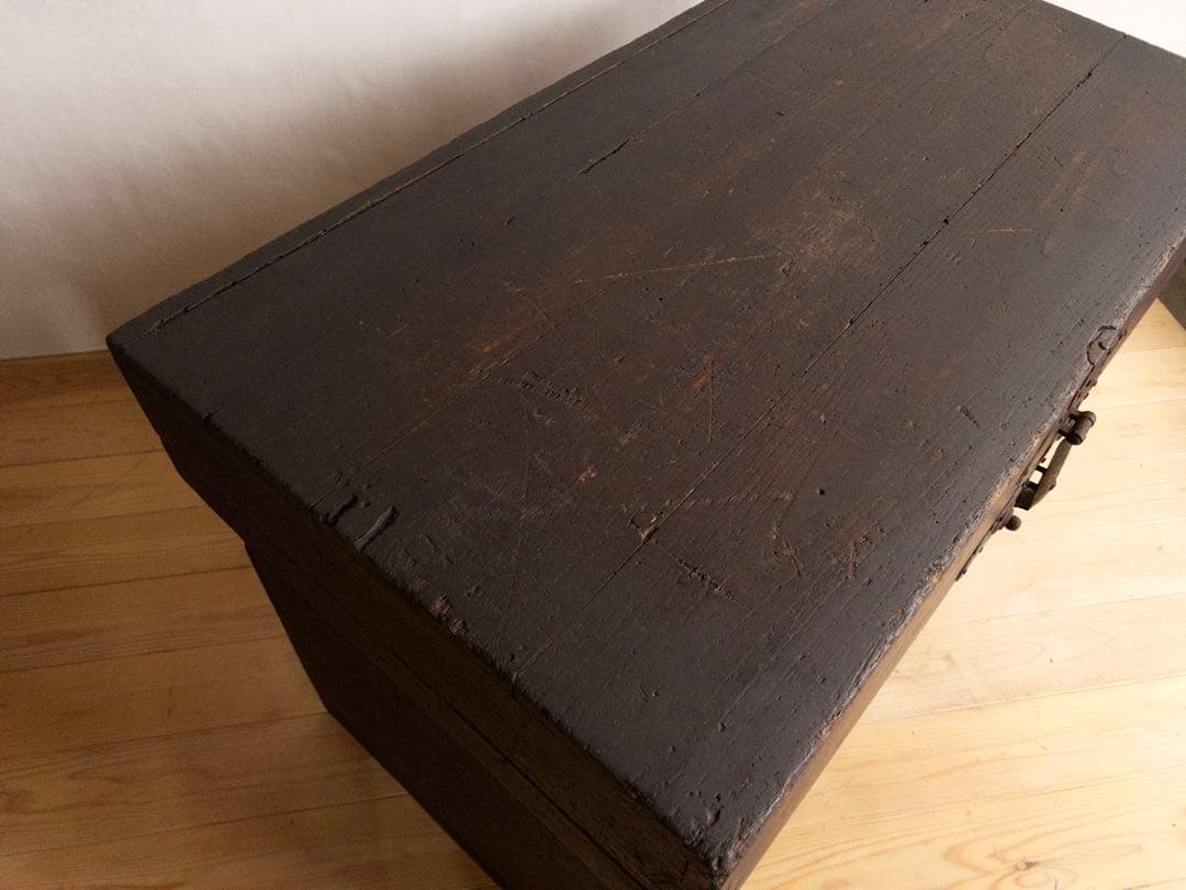 大型　無垢材　木箱　高さ約73㎝　店舗什器　ディスプレイ台　M066　古道具