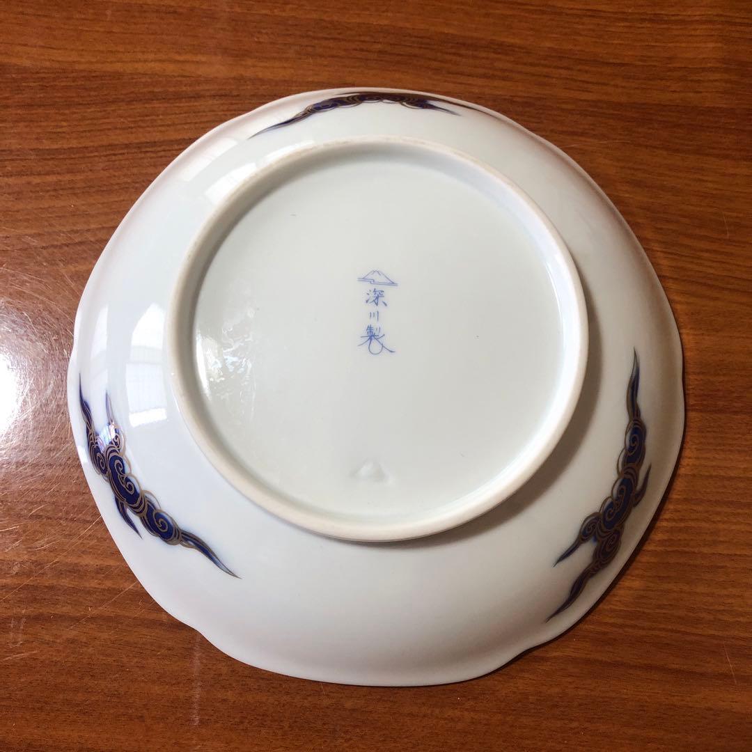 深川製磁 染錦菊鳳凰 飾皿 飾り皿 深鉢 盛皿 サラダボウル 鉢 盛鉢 金彩