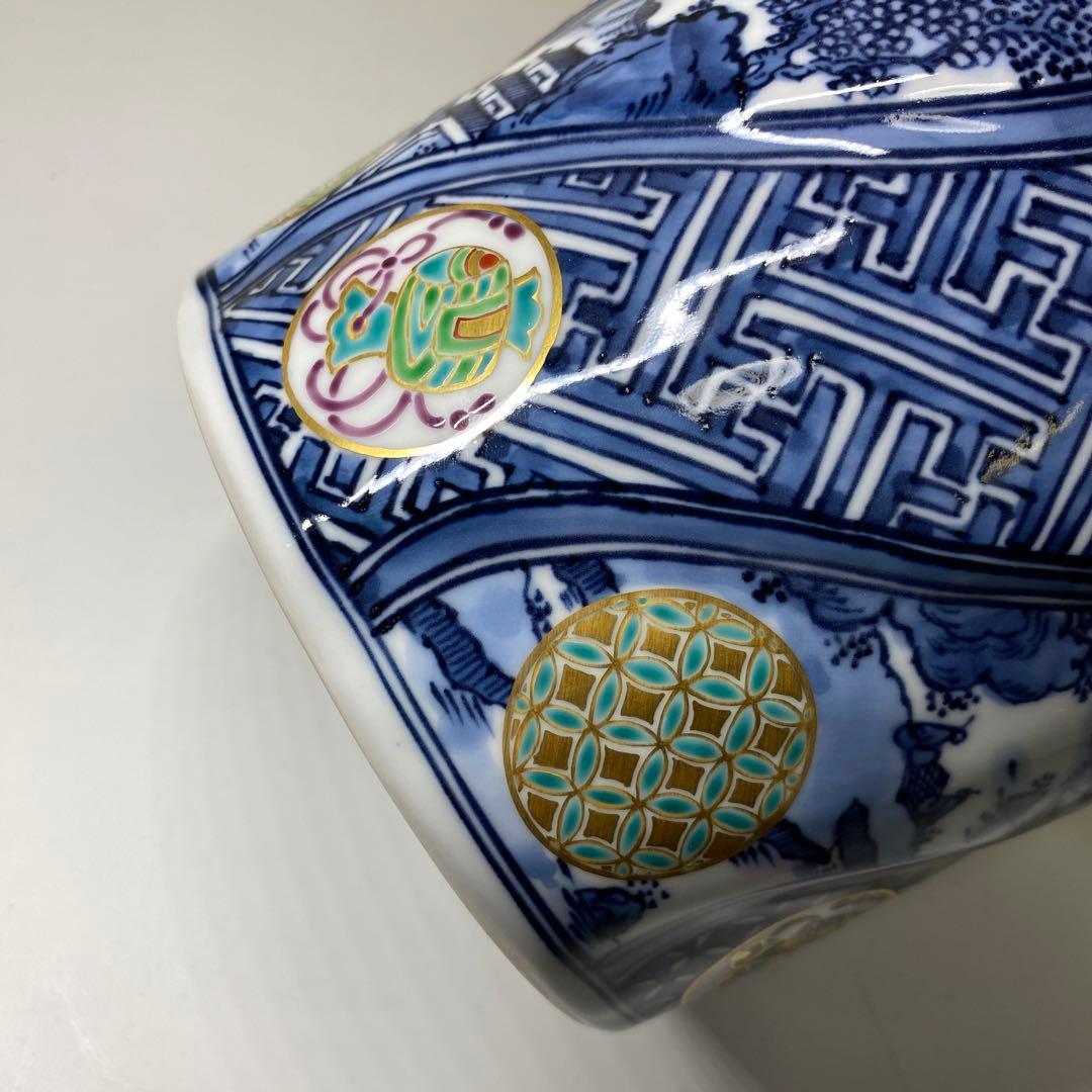 【茶道具】平安秀峰造　色絵祥瑞捻丸文宝水指（共箱）