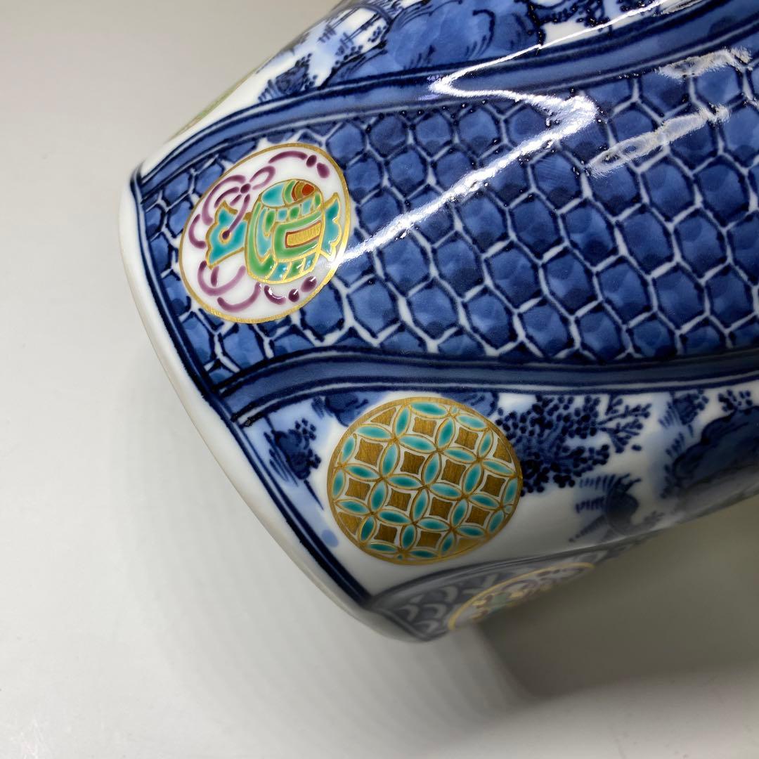 【茶道具】平安秀峰造　色絵祥瑞捻丸文宝水指（共箱）