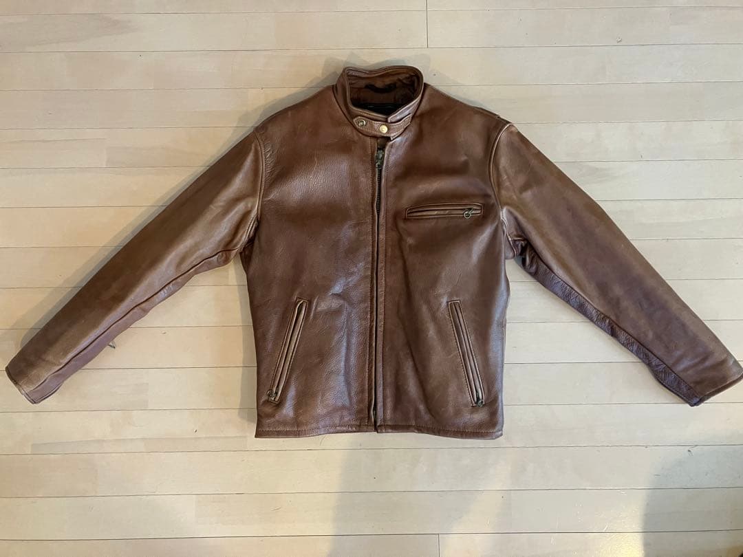 ショット　シングルライダース　茶色