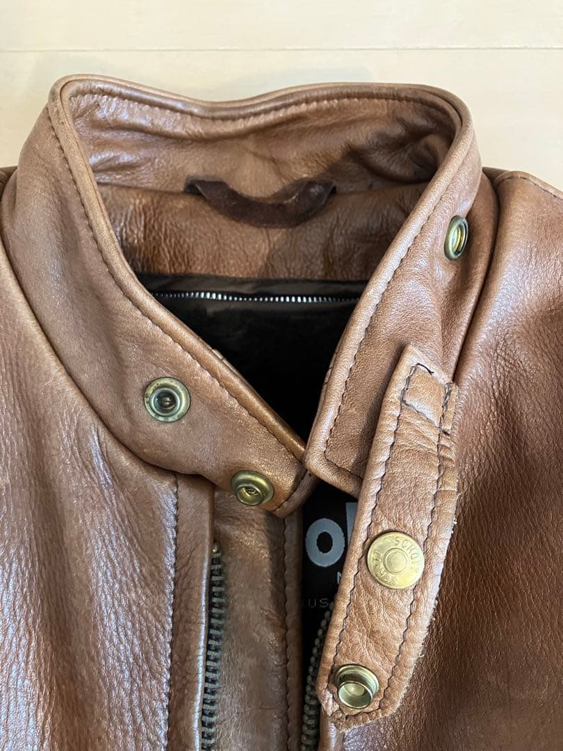 ショット　シングルライダース　茶色