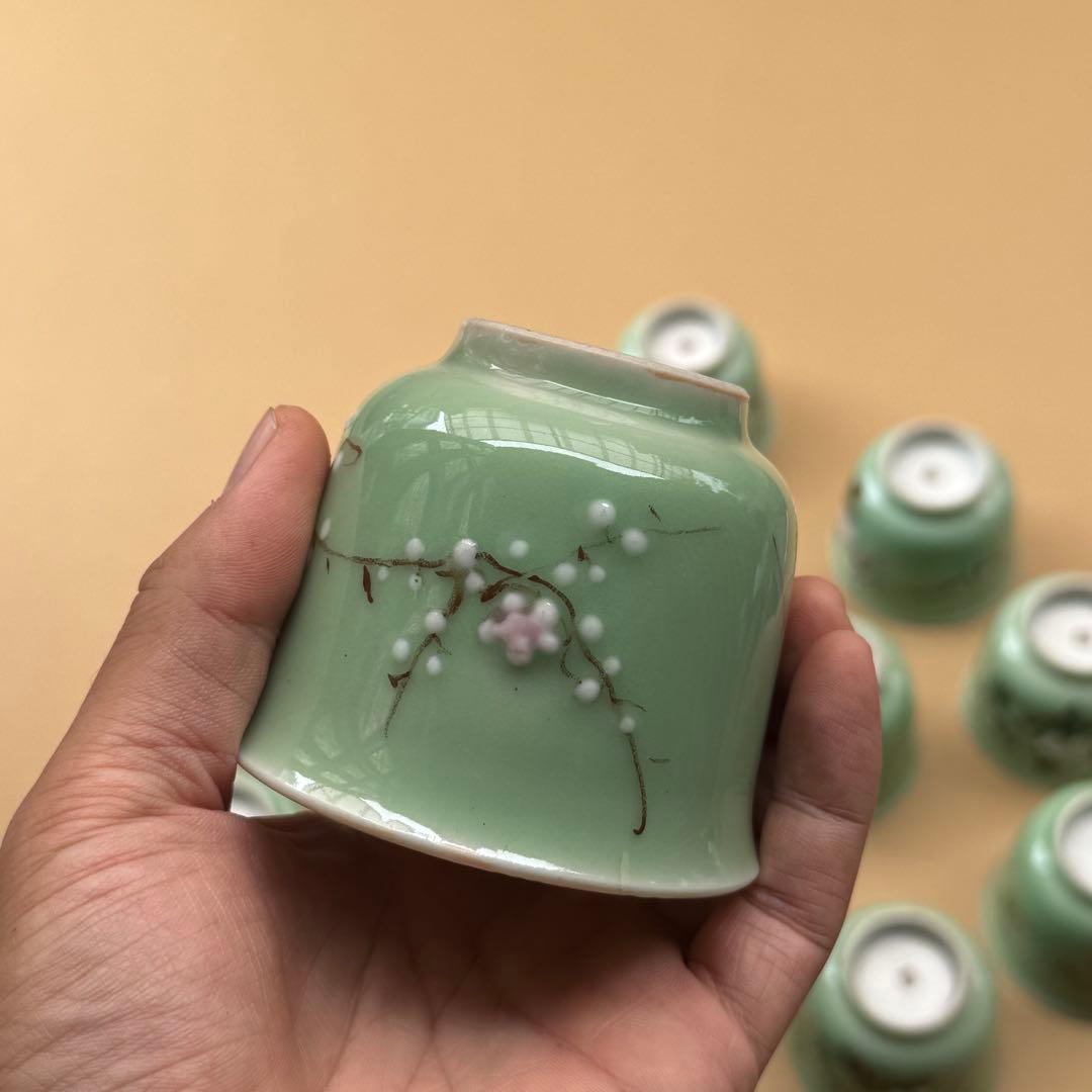 湯呑 蕎麦猪口 青磁 染付 瀬戸焼 旧家 蔵出 骨董品 14点