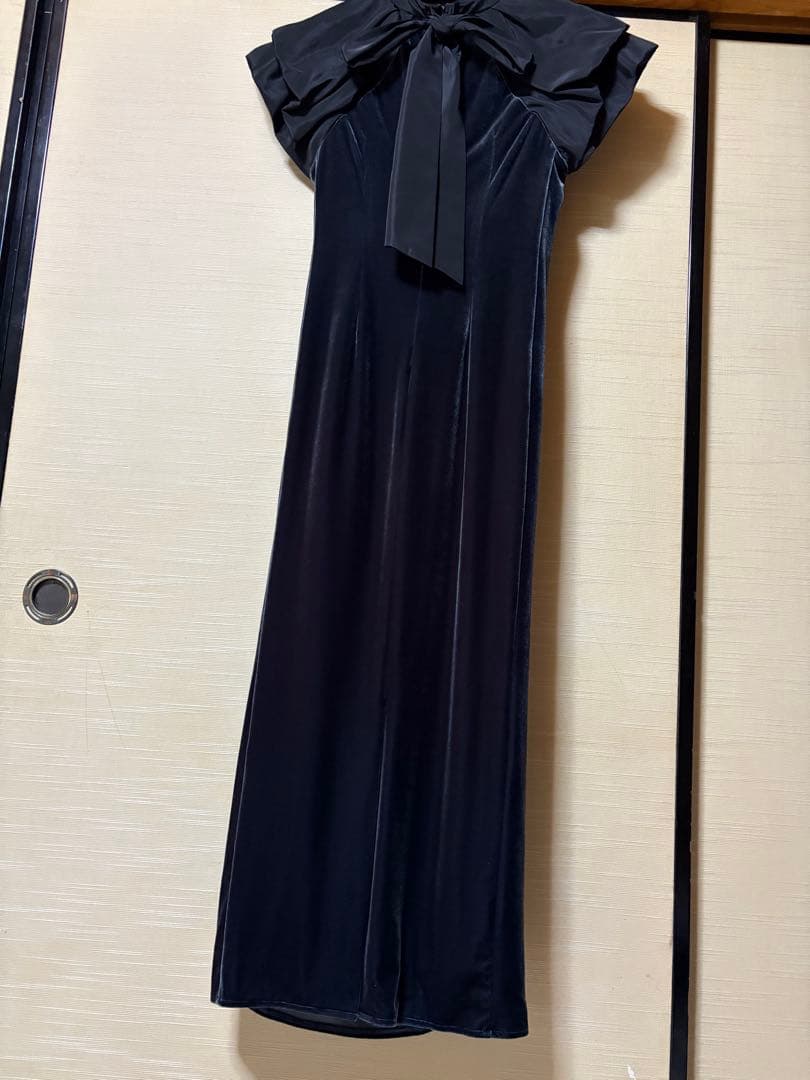 アンドレスド　ドレープベロアドレス　ネイビー
