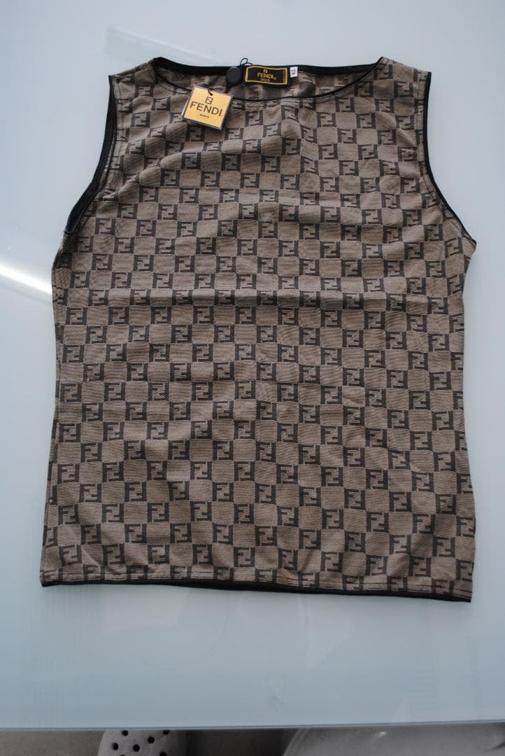 [1868]FENDI ズッカ柄　タンクトップ　42　ヴィンテージ　Mサイズ