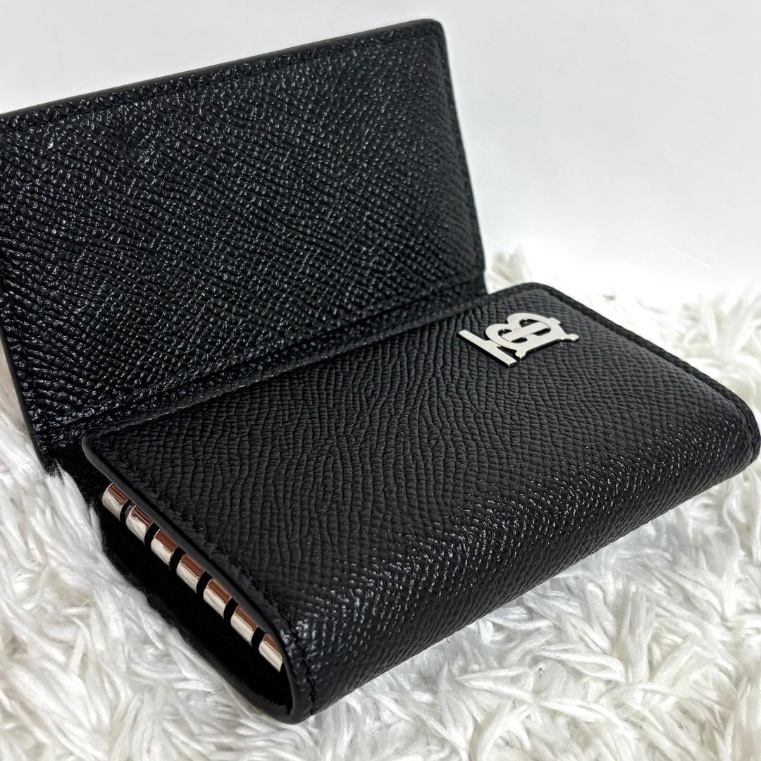 【極美品】 バーバリー キーケース TBロゴ サフィアーノレザー 6連 ブラック