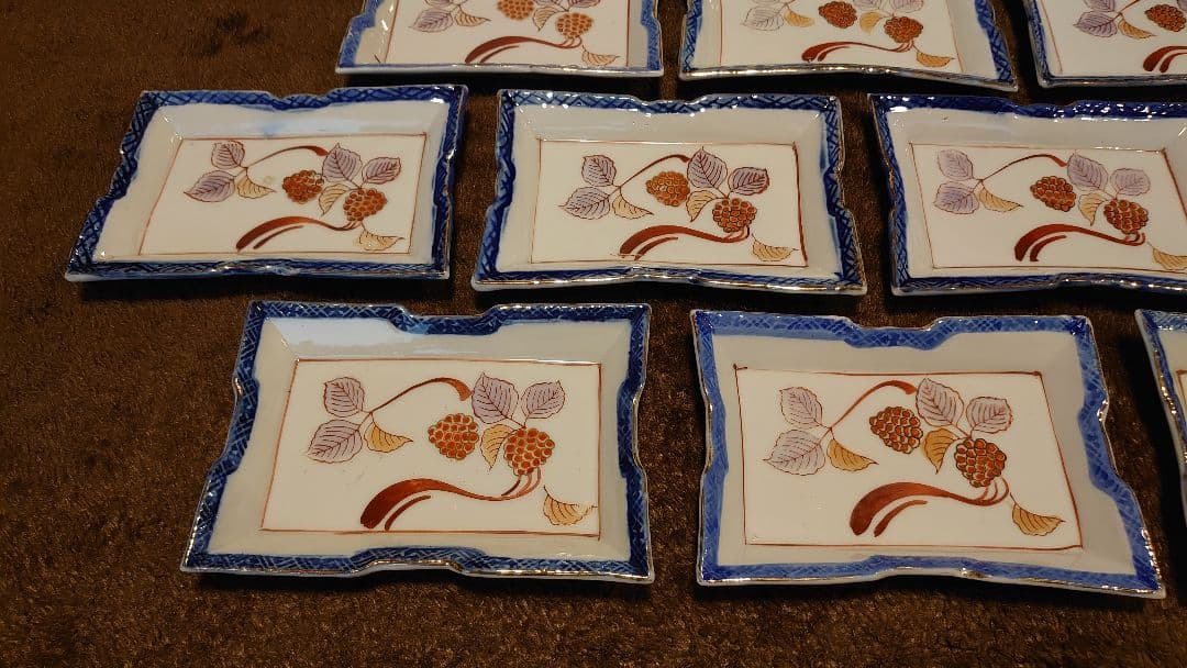 古伊万里　伊万里　色絵　角皿　菓子皿　１０客