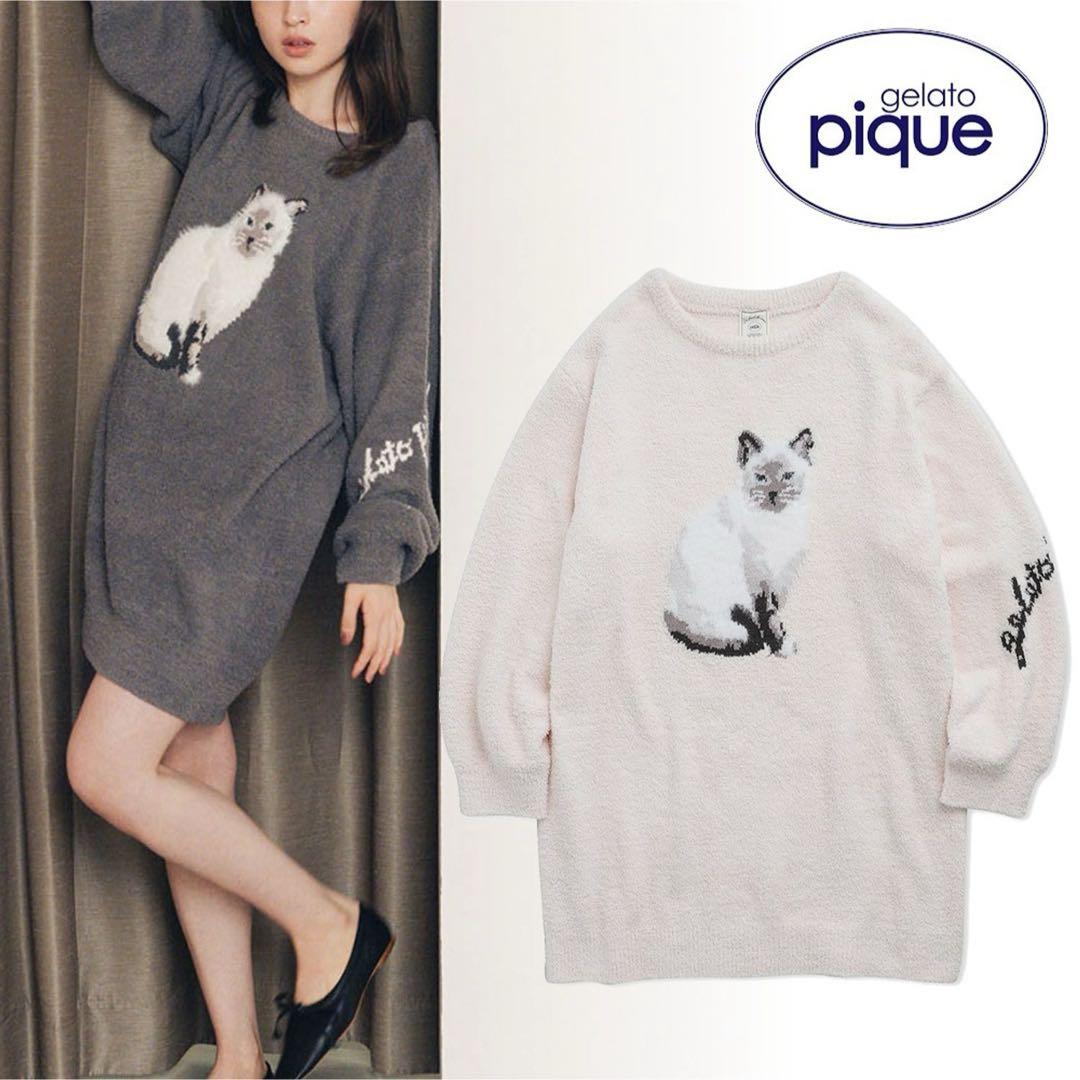 gelato piqueジェラートピケ ネコジャガードワンピース ジェラピケ