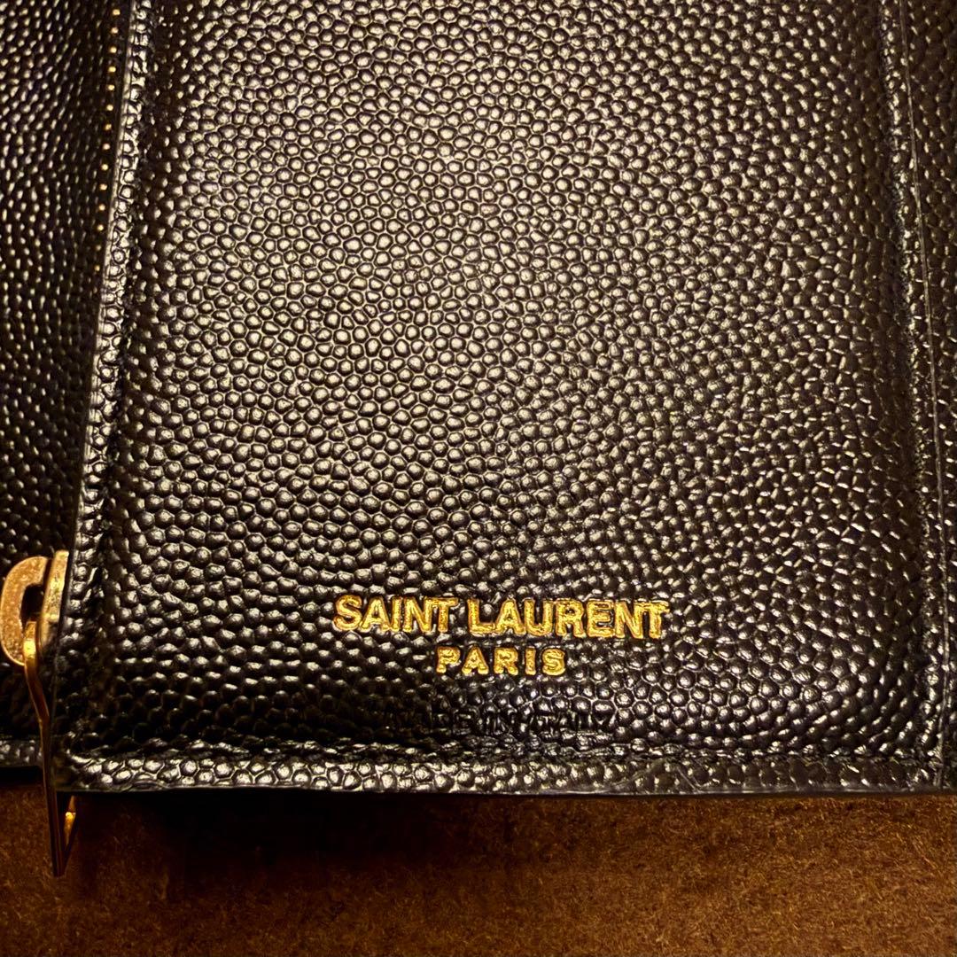 【買おう】SAINT LAURENT ブラック 三つ折り財布 YSL