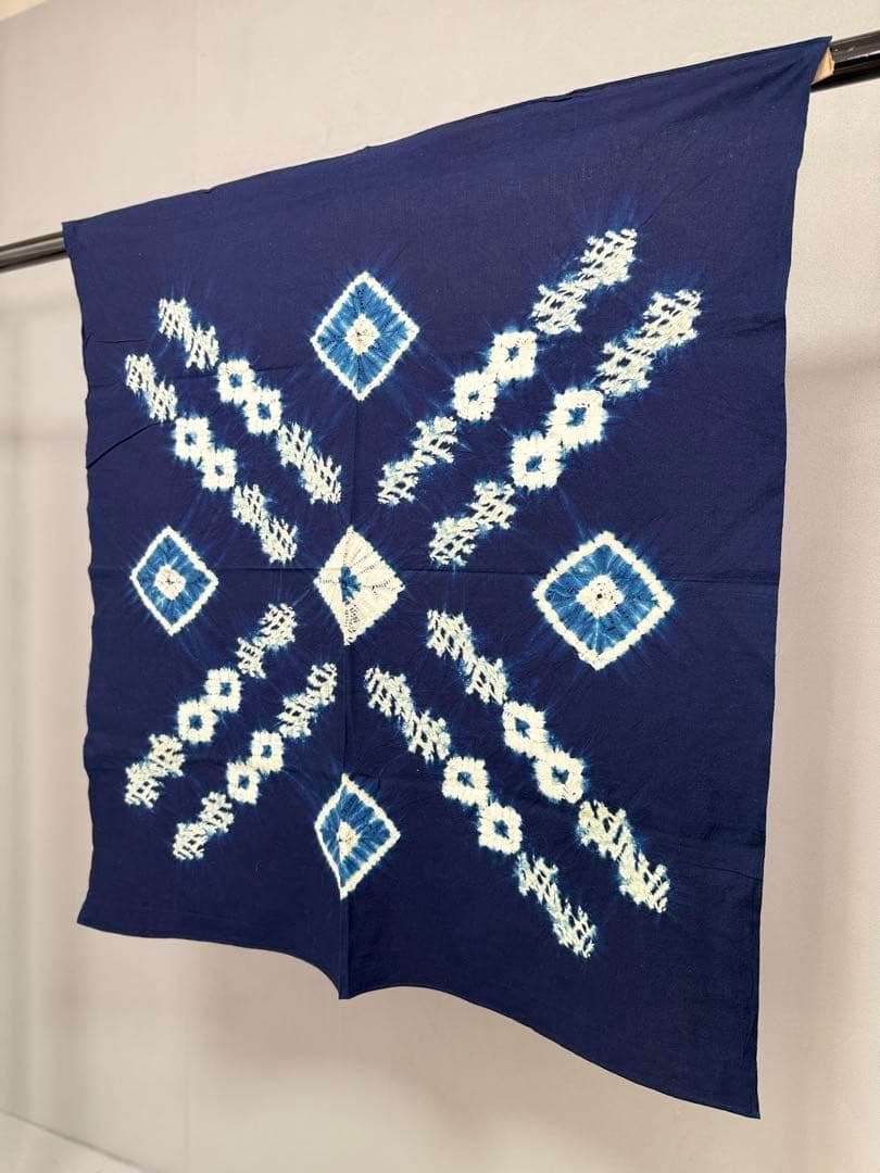 N28「片野絞り」藍染絞り作家 片野元彦 有松鳴海絞り 綿 古布 和装着物