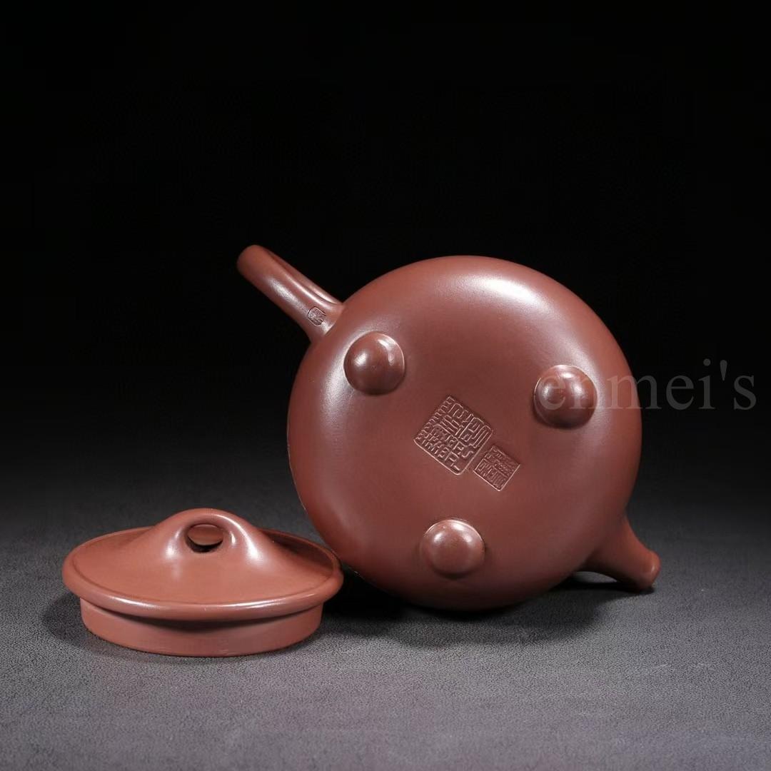 中国古美術・原鉱清水泥大紅袍紫砂壺・底款：顧景舟 范曽・紫砂壺・急須・茶壺・茶道