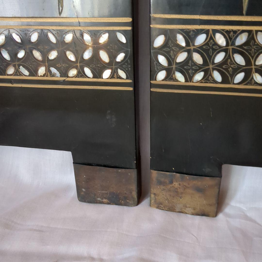 中国美術の螺鈿細工、 ４つ折り衝立