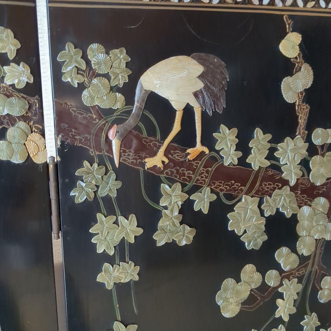 中国美術の螺鈿細工、 ４つ折り衝立