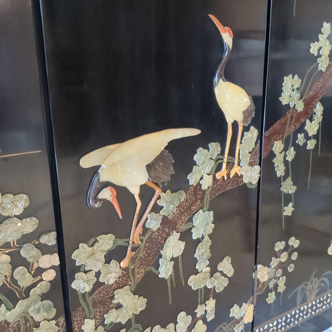 中国美術の螺鈿細工、 ４つ折り衝立