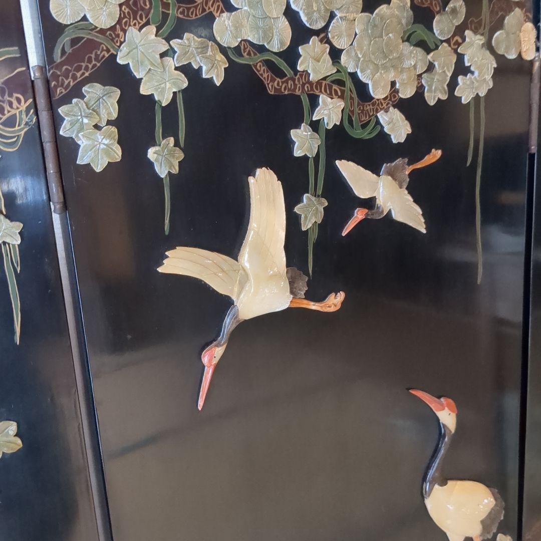 中国美術の螺鈿細工、 ４つ折り衝立