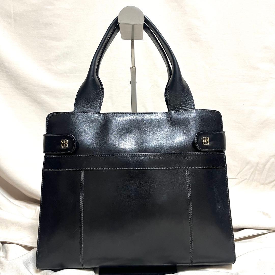 バレンシアガ　ハンドバッグ　オールレザー　BB ロゴ金具　イタリア製　黒