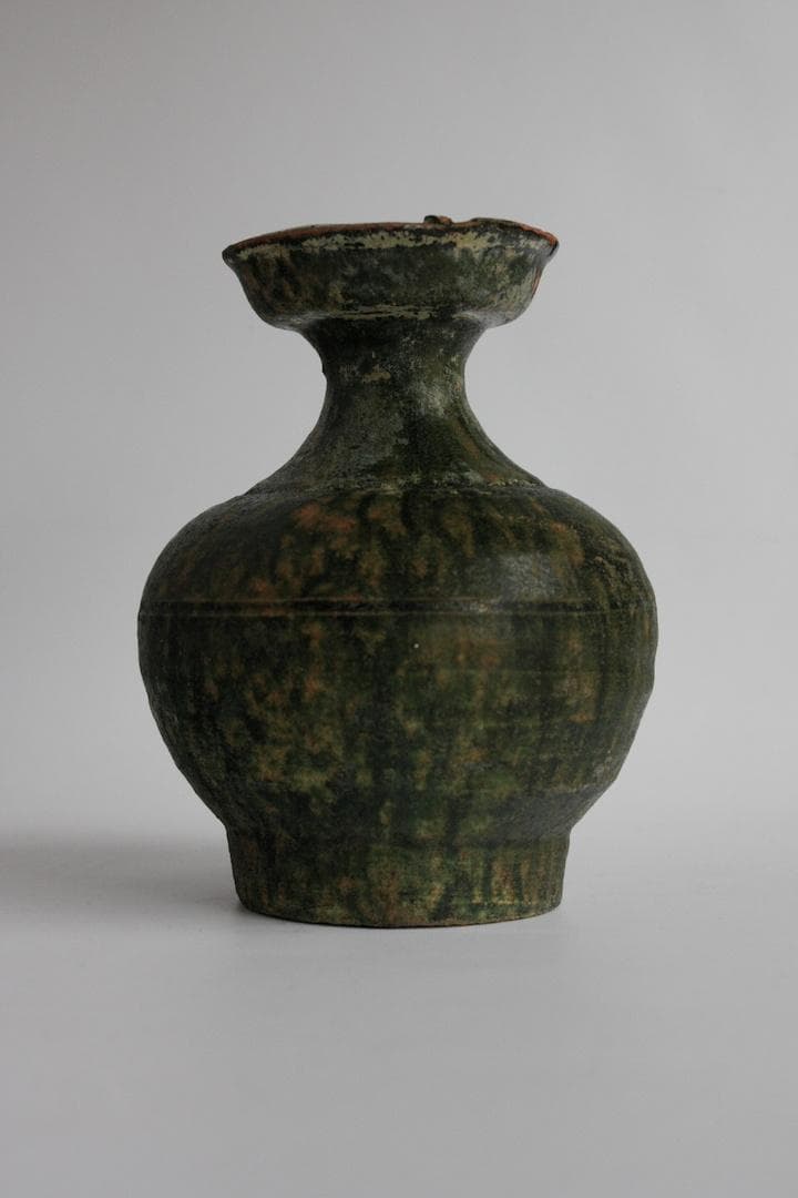 漢 緑釉 壺 銀化 中国美術