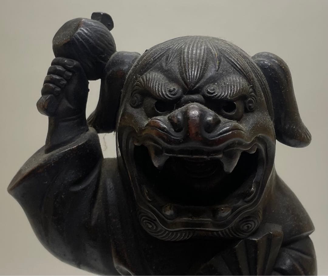 古備前　獅子被　獅子舞　細密細工　大黒天　七福神　縁起物　置物