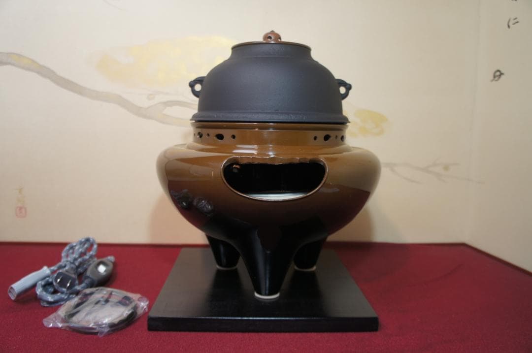 専用☆さびでお悩みのお方へ志きの合金製朝鮮風炉釜 唐銅蓋 釜鐶 電熱器 送料込