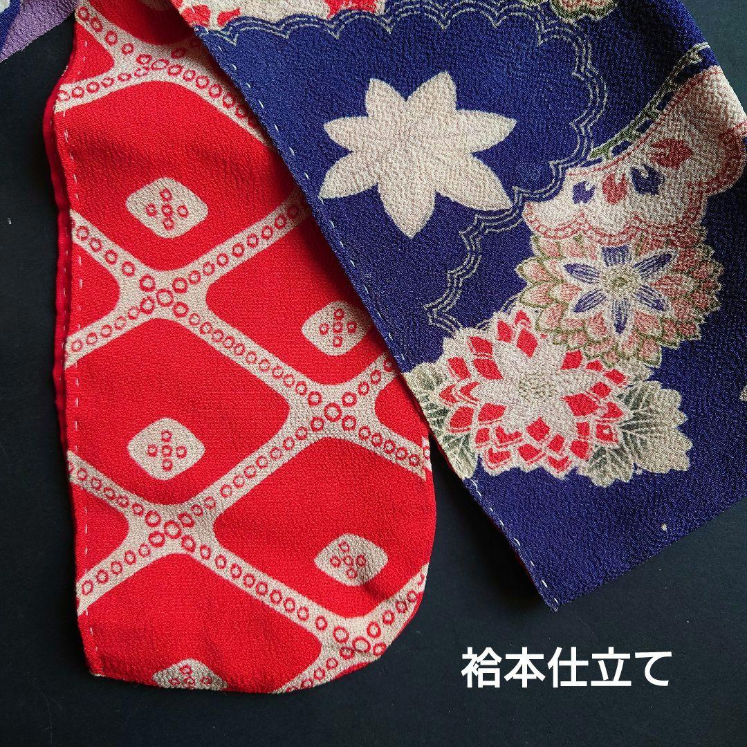 アンティーク　市松人形の着物　大正期の縮緬　袷　比翼付き　袂二枚本仕立て