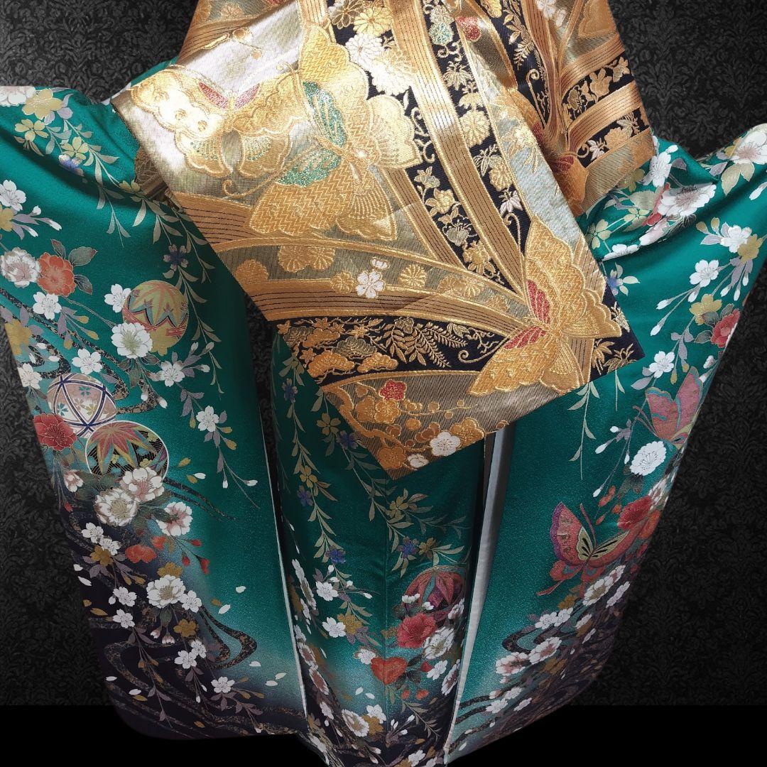 振袖フルセット(7点)・古典柄・やまと誂製・金彩加工・胴裏正絹・正絹