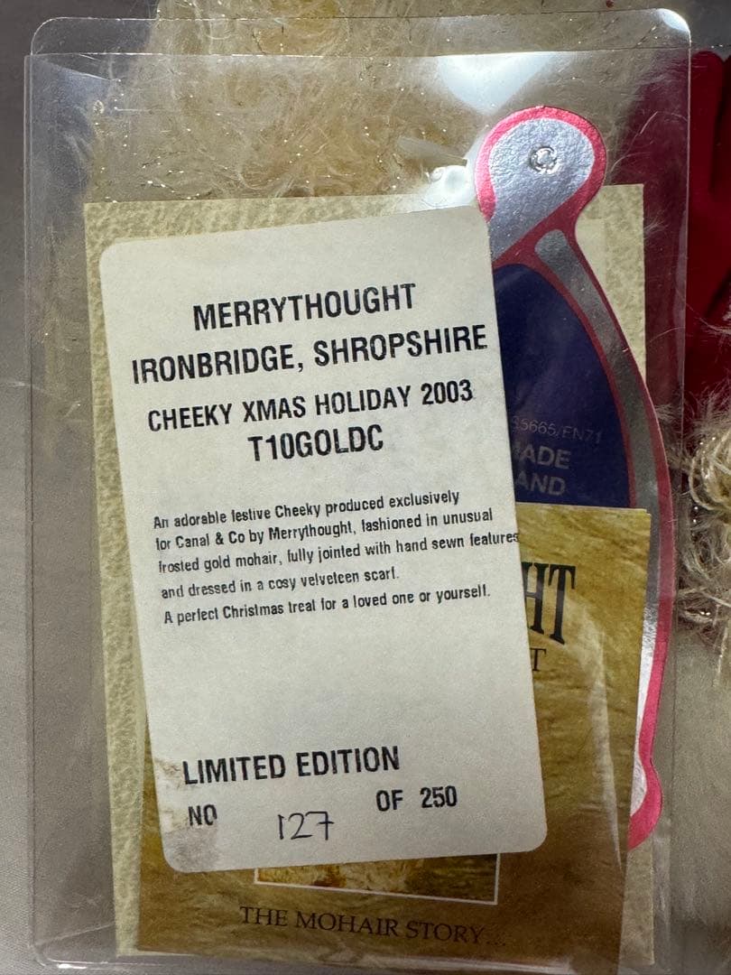 ぬいぐるみ Merry Thought Cheeky Xmas Holiday 2003