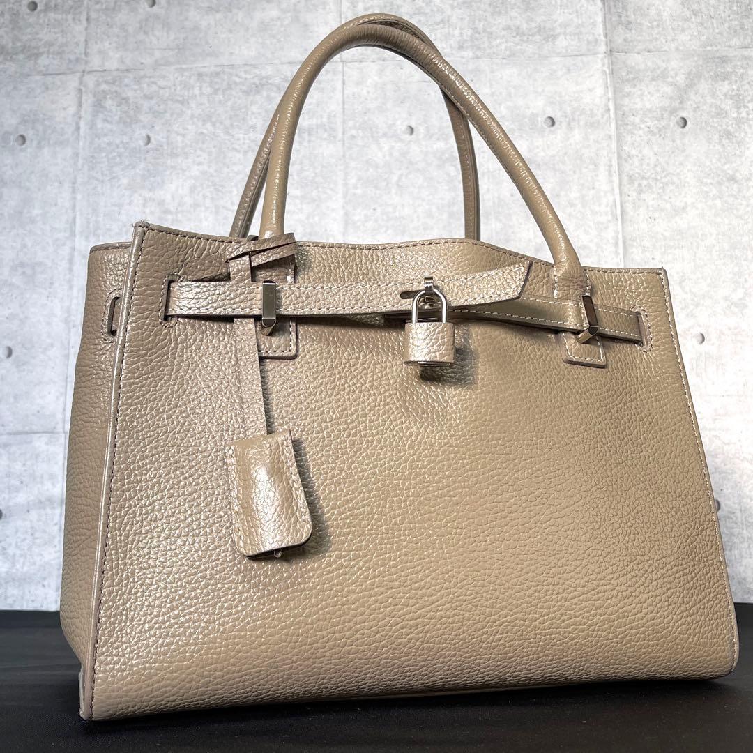 専用品傳濱野 den Hamano ミーティア グレージュ レザートートバッグ