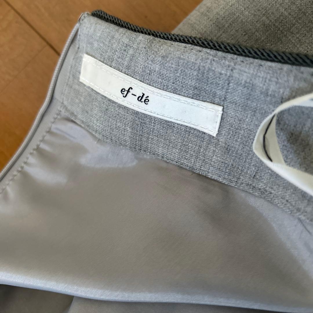 エフデ　ef-de グレー プリーツスカート　11号 スカート　巻きスカート