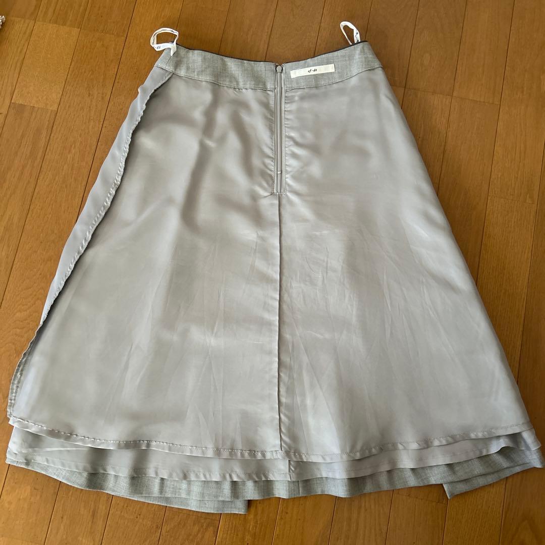 エフデ　ef-de グレー プリーツスカート　11号 スカート　巻きスカート