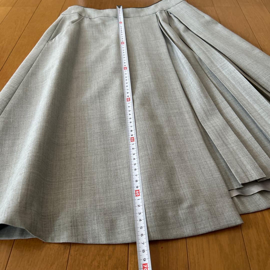 エフデ　ef-de グレー プリーツスカート　11号 スカート　巻きスカート