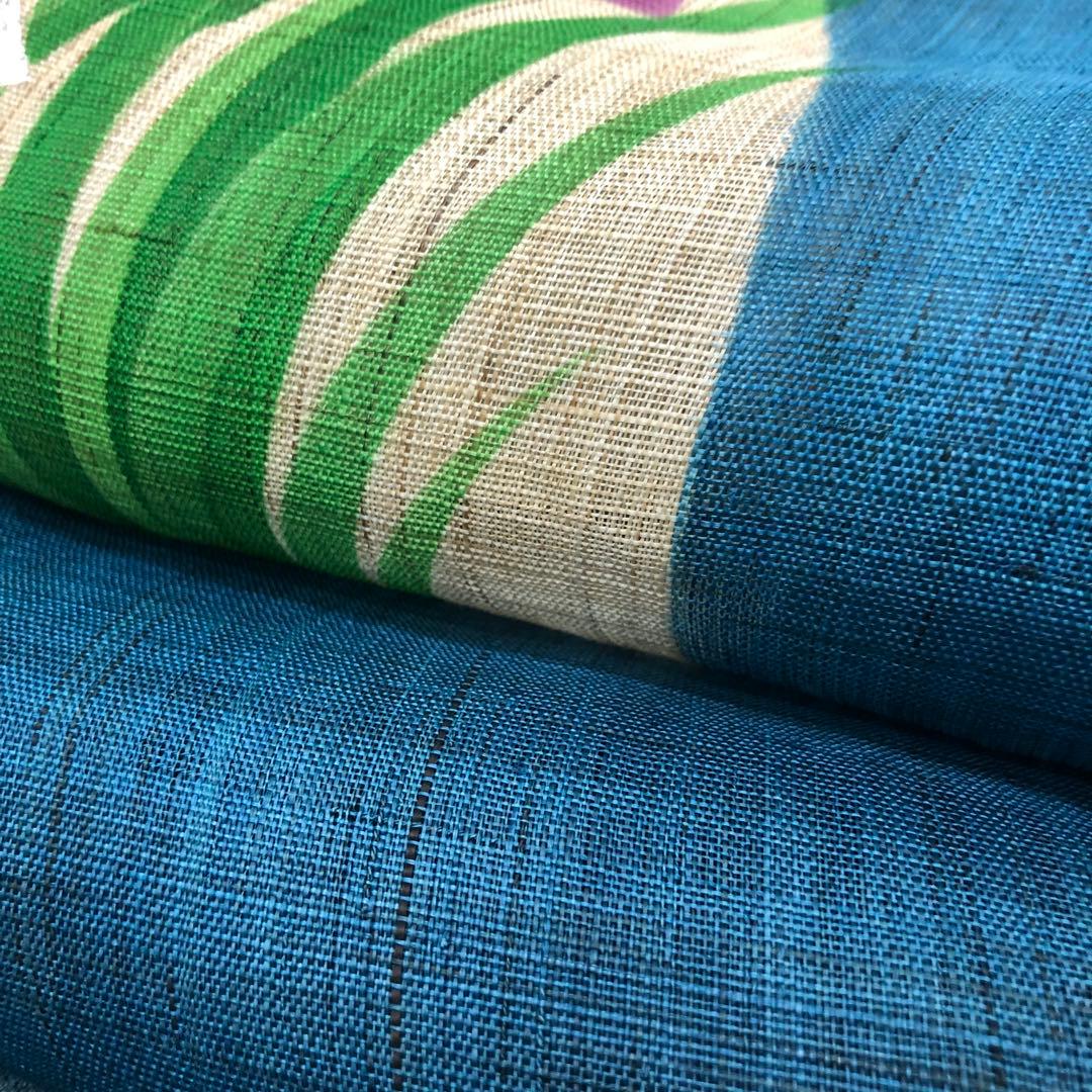 手染め手描き　小川光章作　麻　のれん　『花菖蒲』　鯉