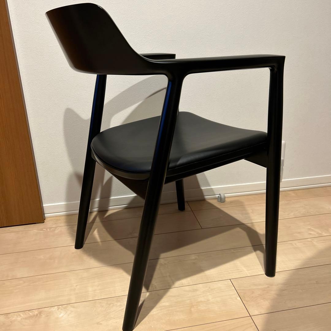 美品　マルニ木工　ヒロシマ　レザー　ラウンジチェア　ブラック アームチェア