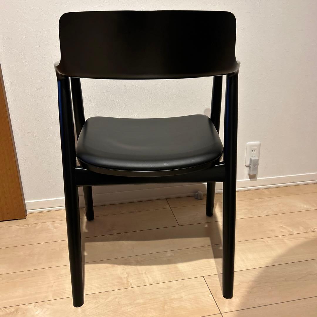 美品　マルニ木工　ヒロシマ　レザー　ラウンジチェア　ブラック アームチェア