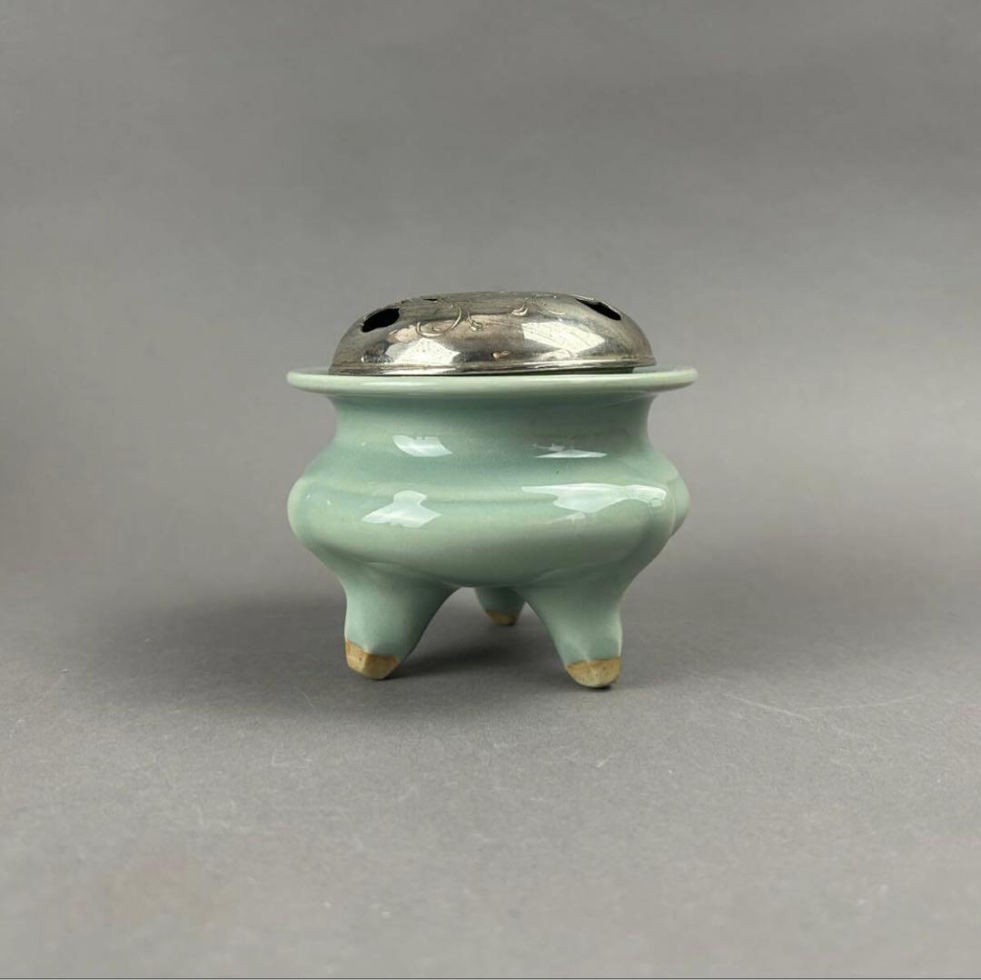 平安蘇山作 青磁香炉 X-90