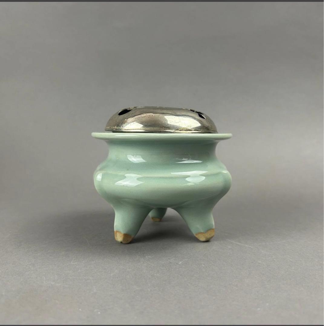 平安蘇山作 青磁香炉 X-90